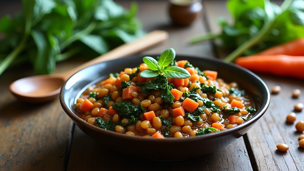 one pot lentil spinach stew