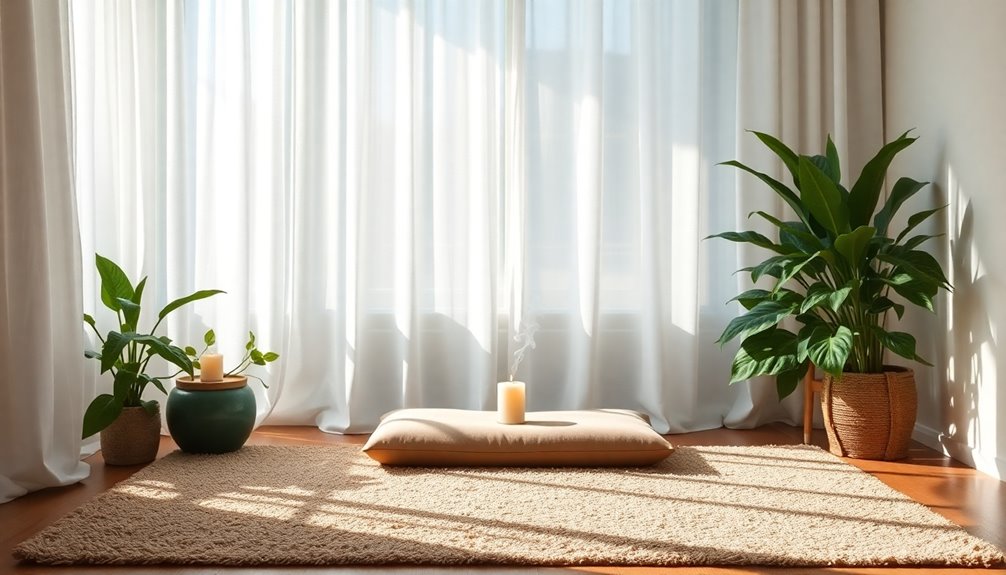peaceful meditation environment setup