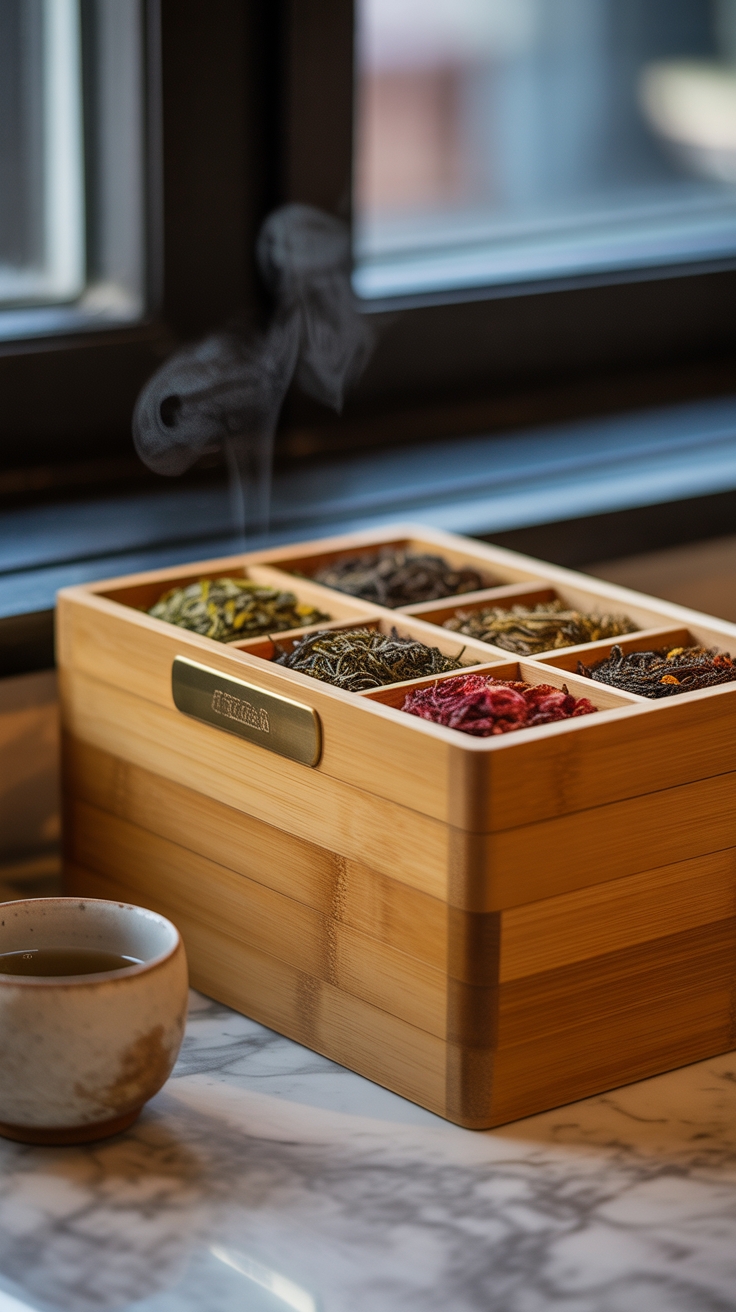 exceptional bamboo tea organizer