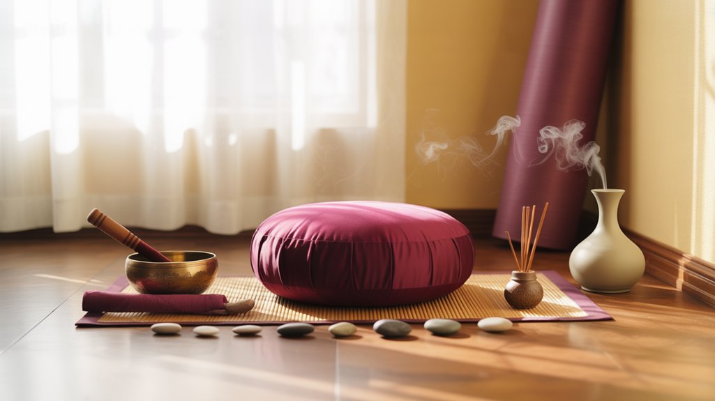 organized meditation supplies storage