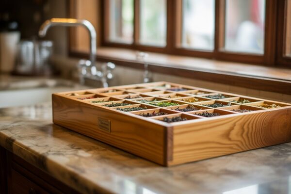 pine tea organizer aesthetics