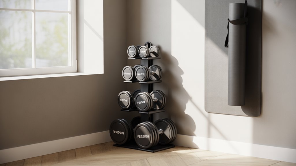 compact adjustable dumbbell set