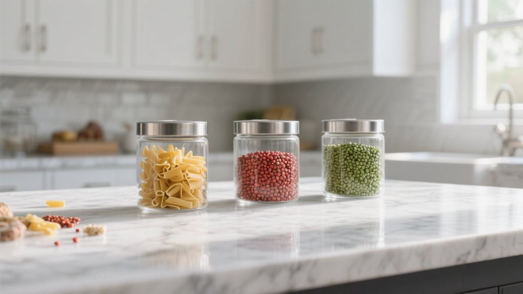 stylish glass kitchen storage