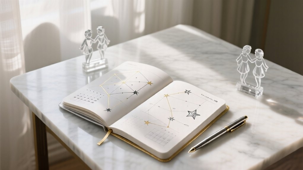 gemini themed vegan leather planner