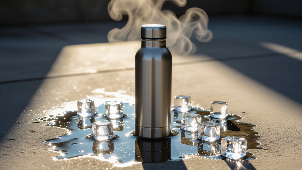 triple wall bottle retains ice