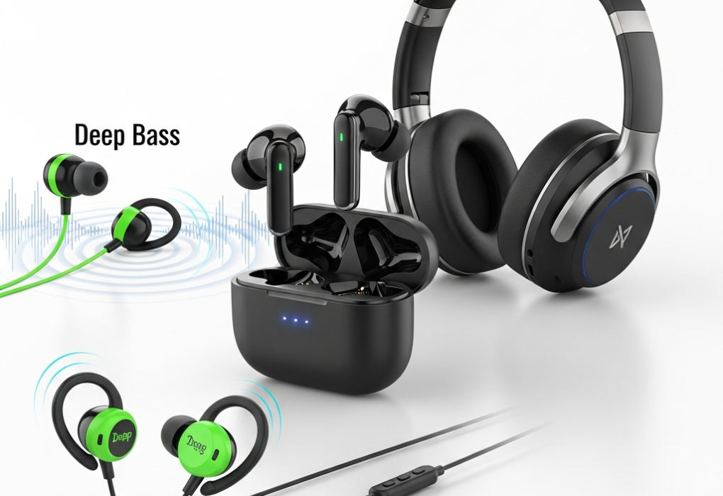 Wireless Earbuds, Bluetooth Headphones, Deep Bass Fitness Earphones Gym Running